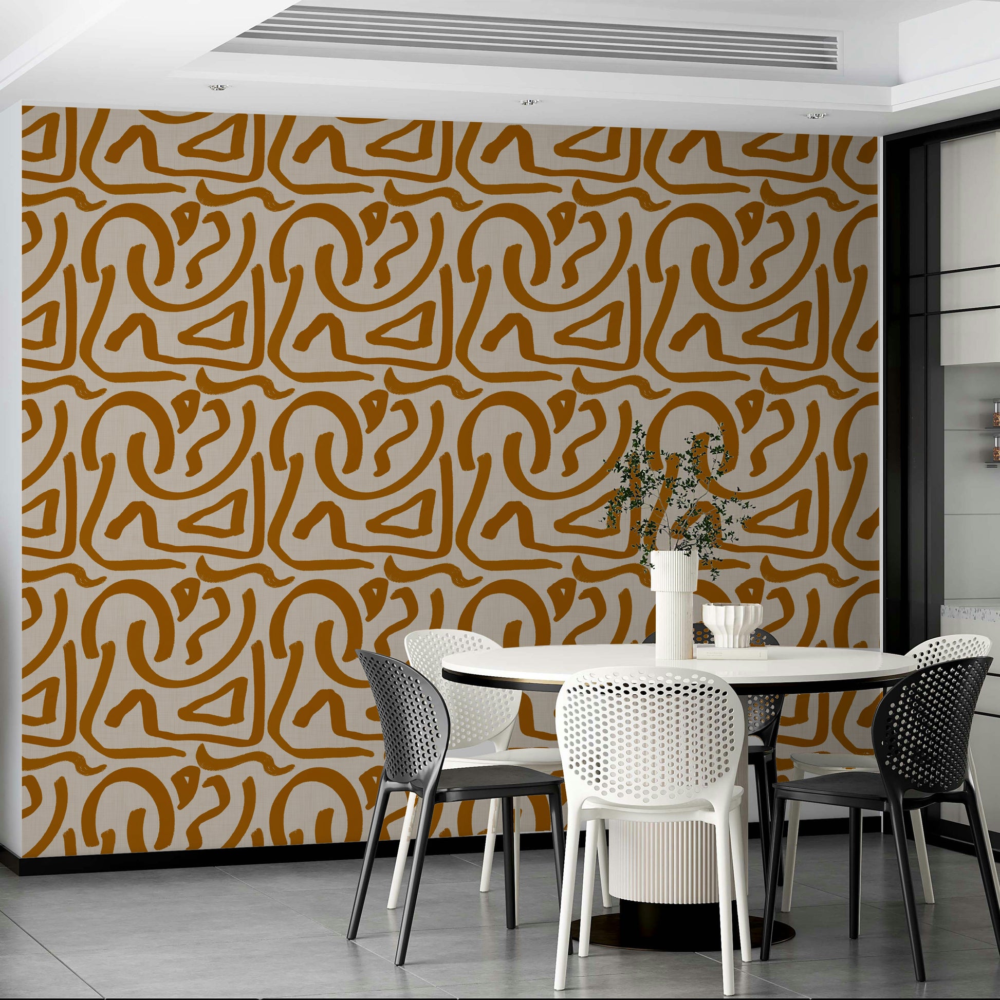 Close-up of abstract mid-century wall art pattern

