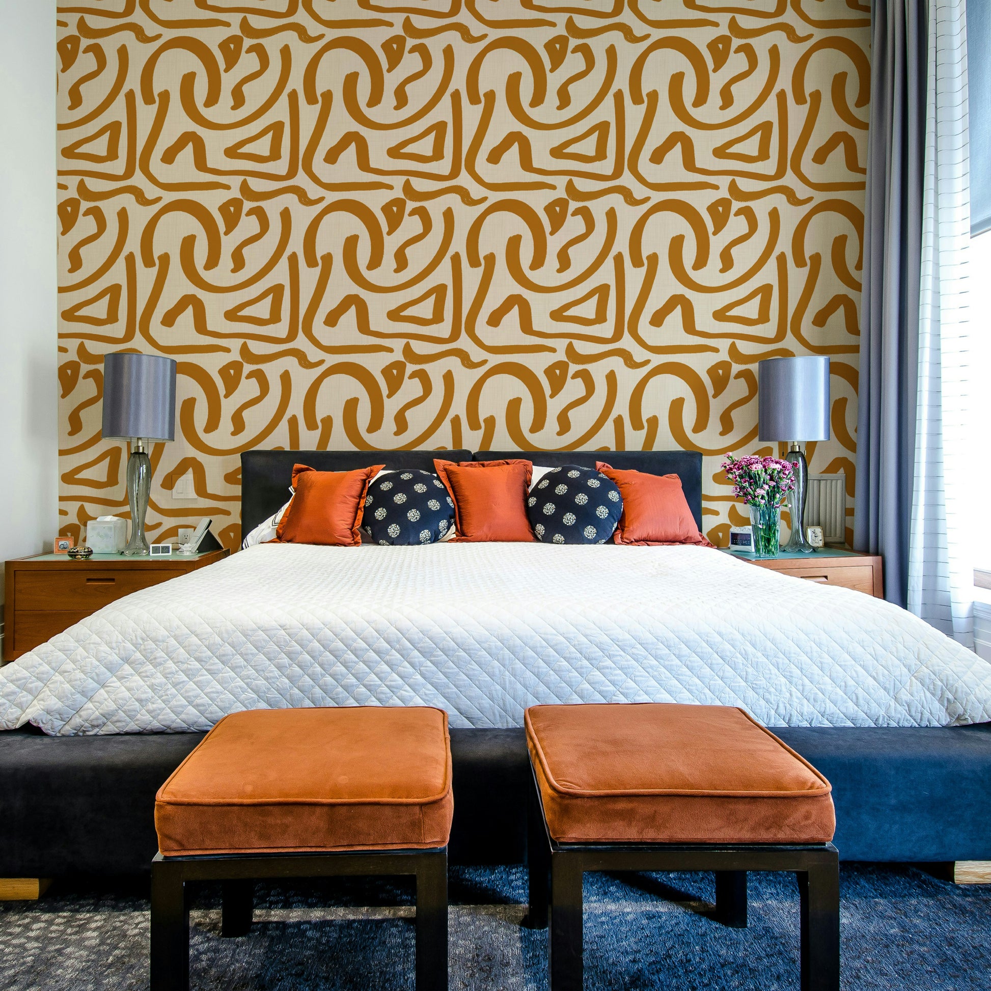 Mid-century abstract brush pattern on wall

