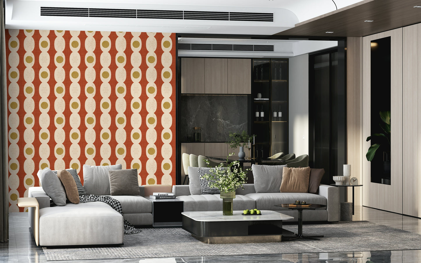 Vibrant retro rings wallpaper showcasing rhythmic circular patterns.