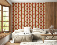 Retro rings wallpaper featuring bold circular patterns in vintage style.