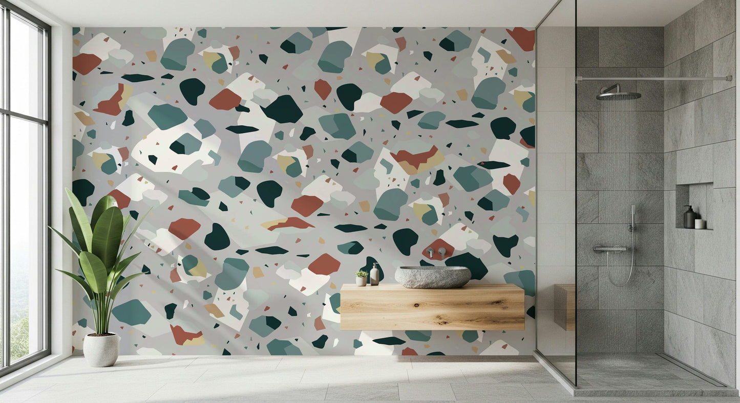 An artistic minimalist form mural for home decor.