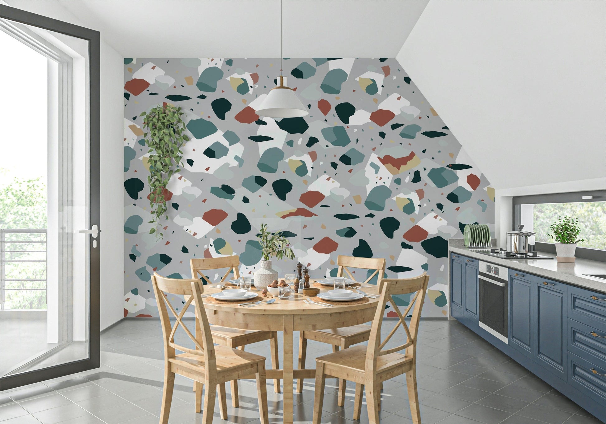 A classic terrazzo design wallpaper for walls.