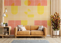 Vintage-inspired geometric tile wallpaper adding charm

