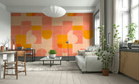 Vibrant geometric retro tile wallpaper for modern home decor

