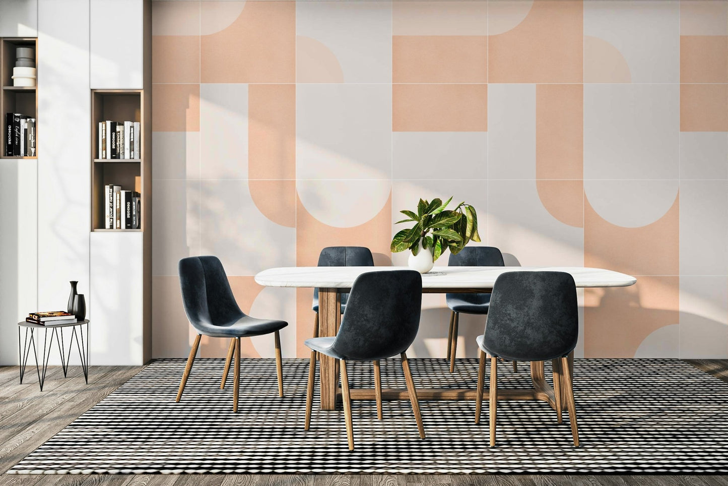 Retro tile mural for a modern vintage-style interior

