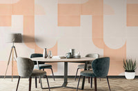 Bold, vintage-inspired tile mural with geometric patterns

