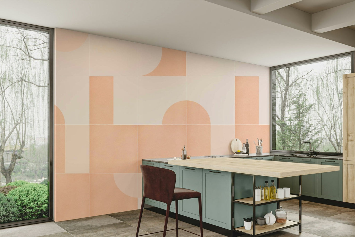 Retro tile mural wallpaper adding a vintage flair to your space

