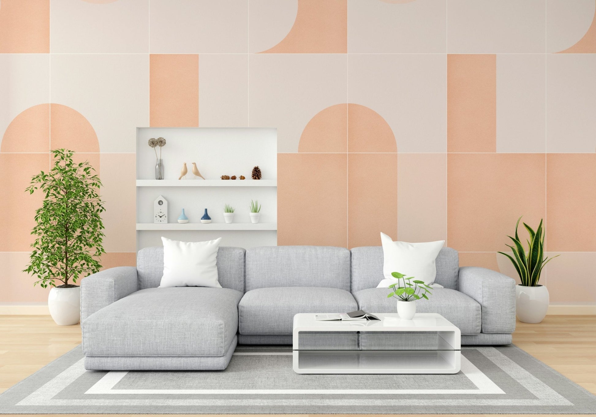 Eye-catching colorful tile mural for retro-inspired decor

