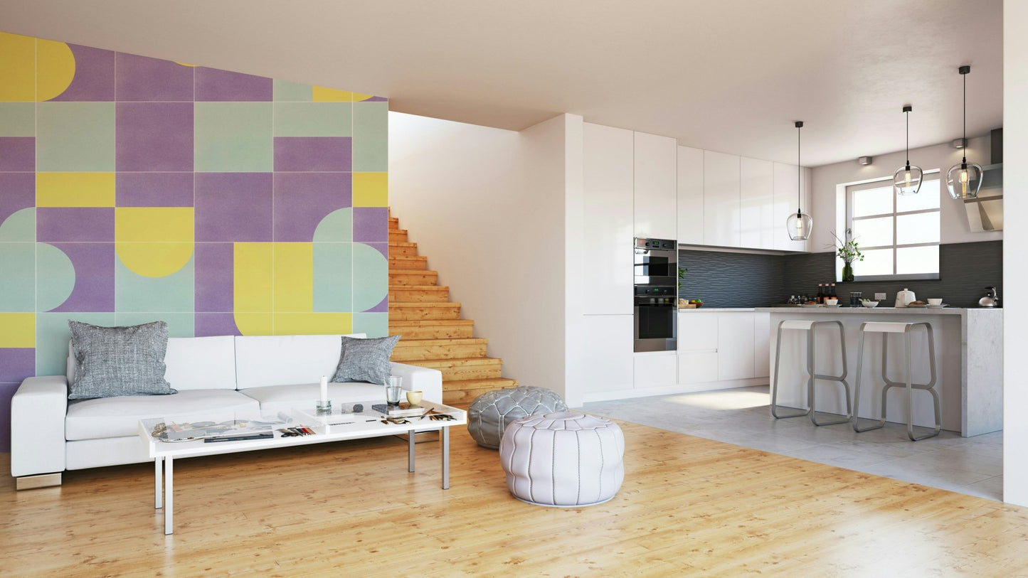 Kitchen wallpaper with classic tile prints

