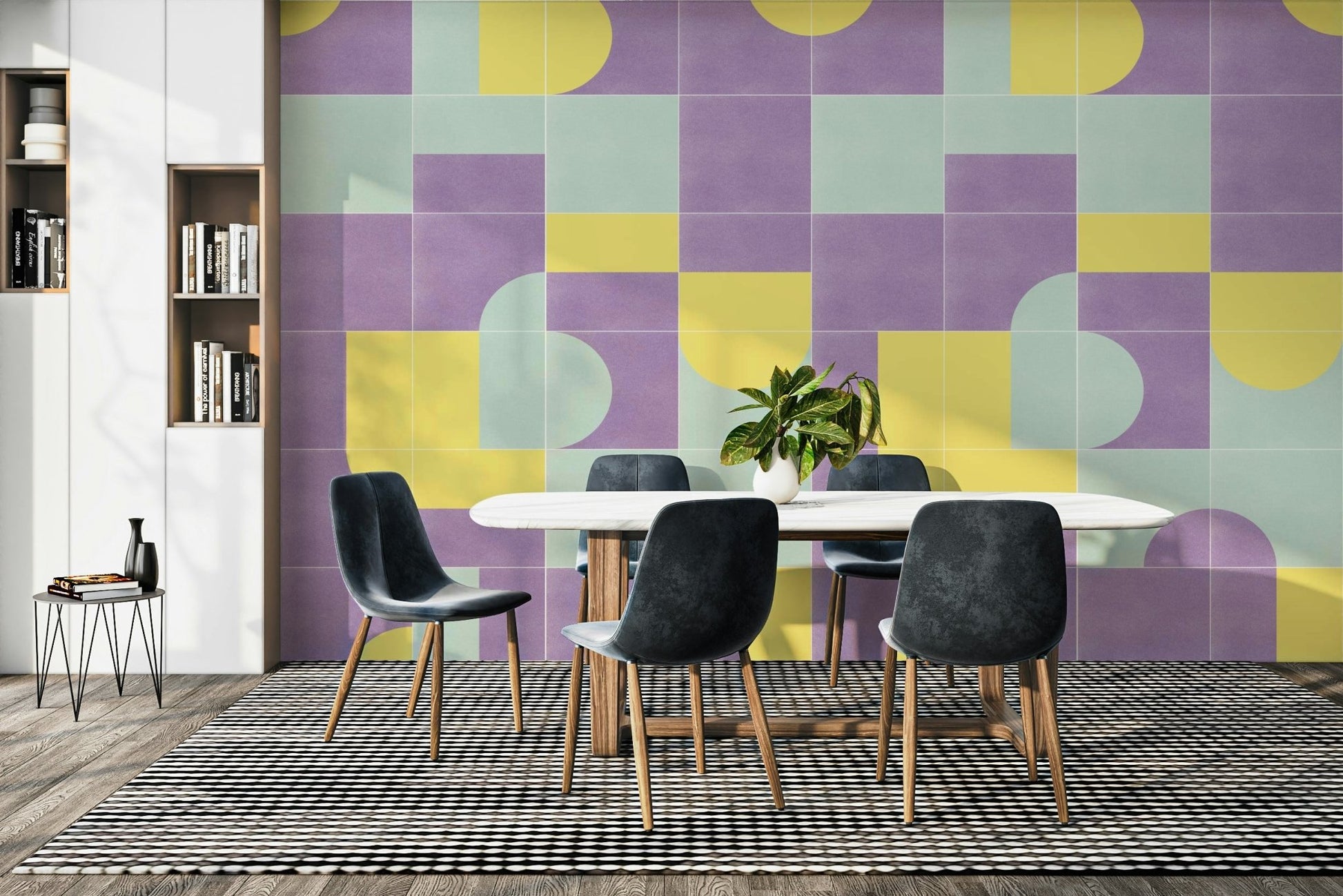 Vintage patchwork mural for walls

