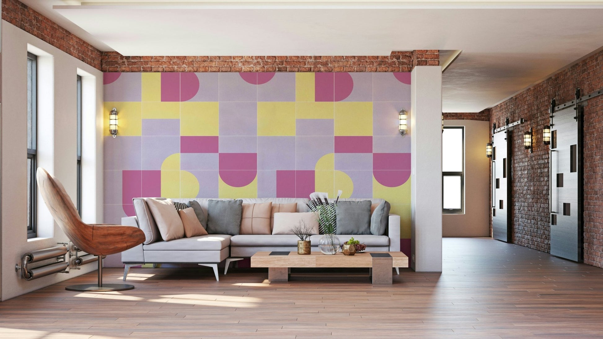 Decorative tile look wallpaper mural

