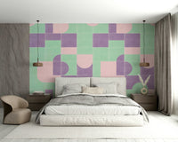 Old-style tile grid mural wallpaper


