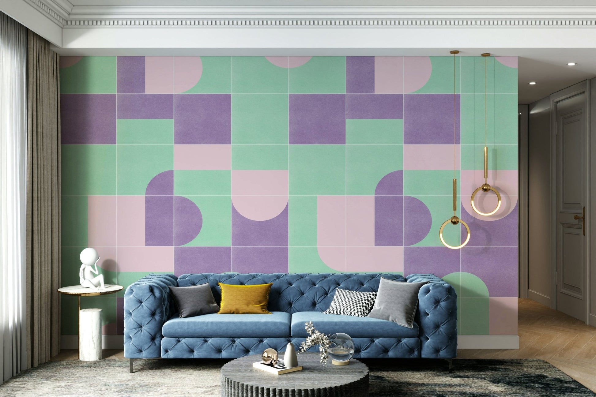 Rustic retro tile mural wallpaper

