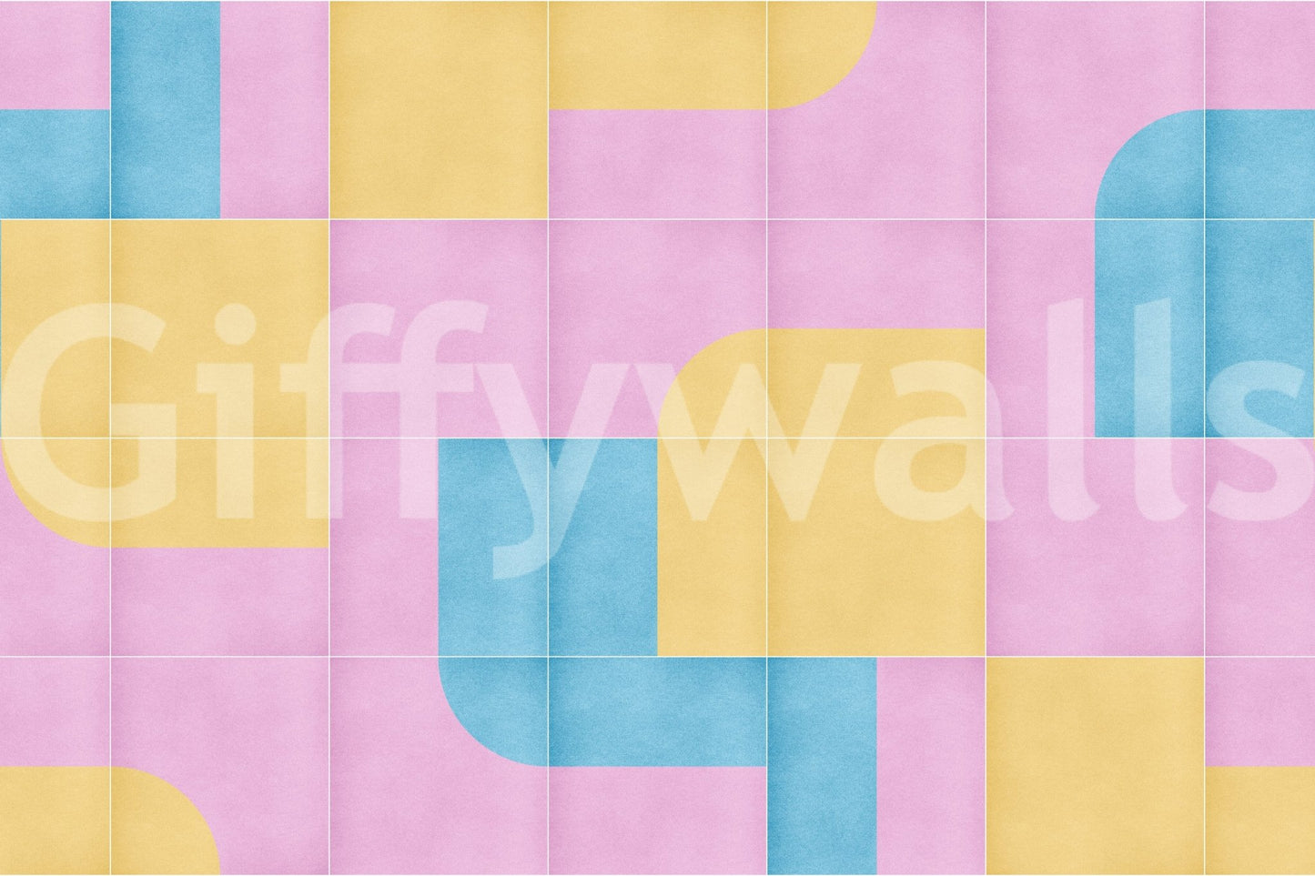 Neutral patchwork tile mural wallpaper

