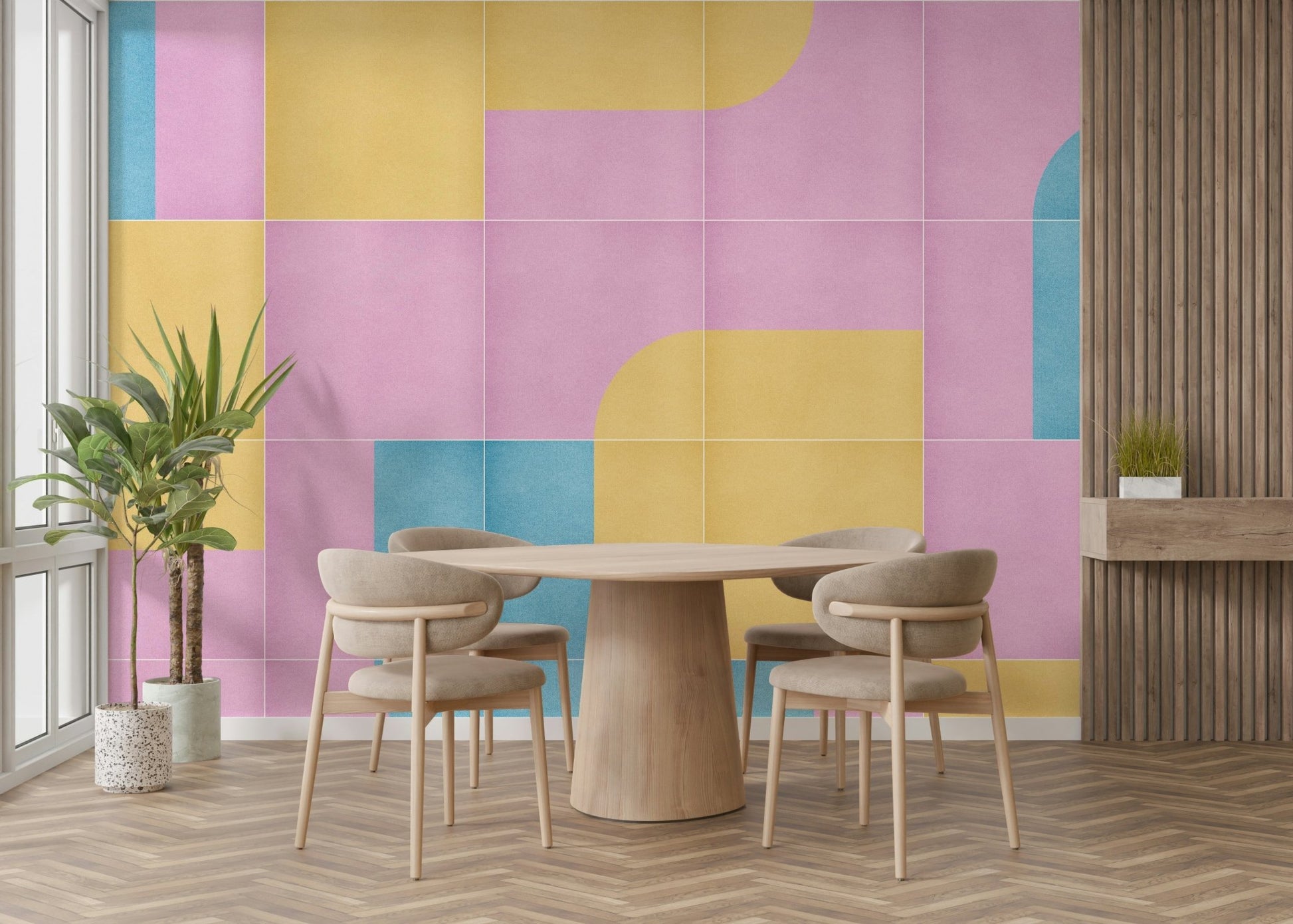 Faded rose and olive tile wallpaper

