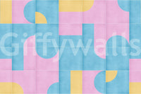 Sand and teal tile pattern mural

