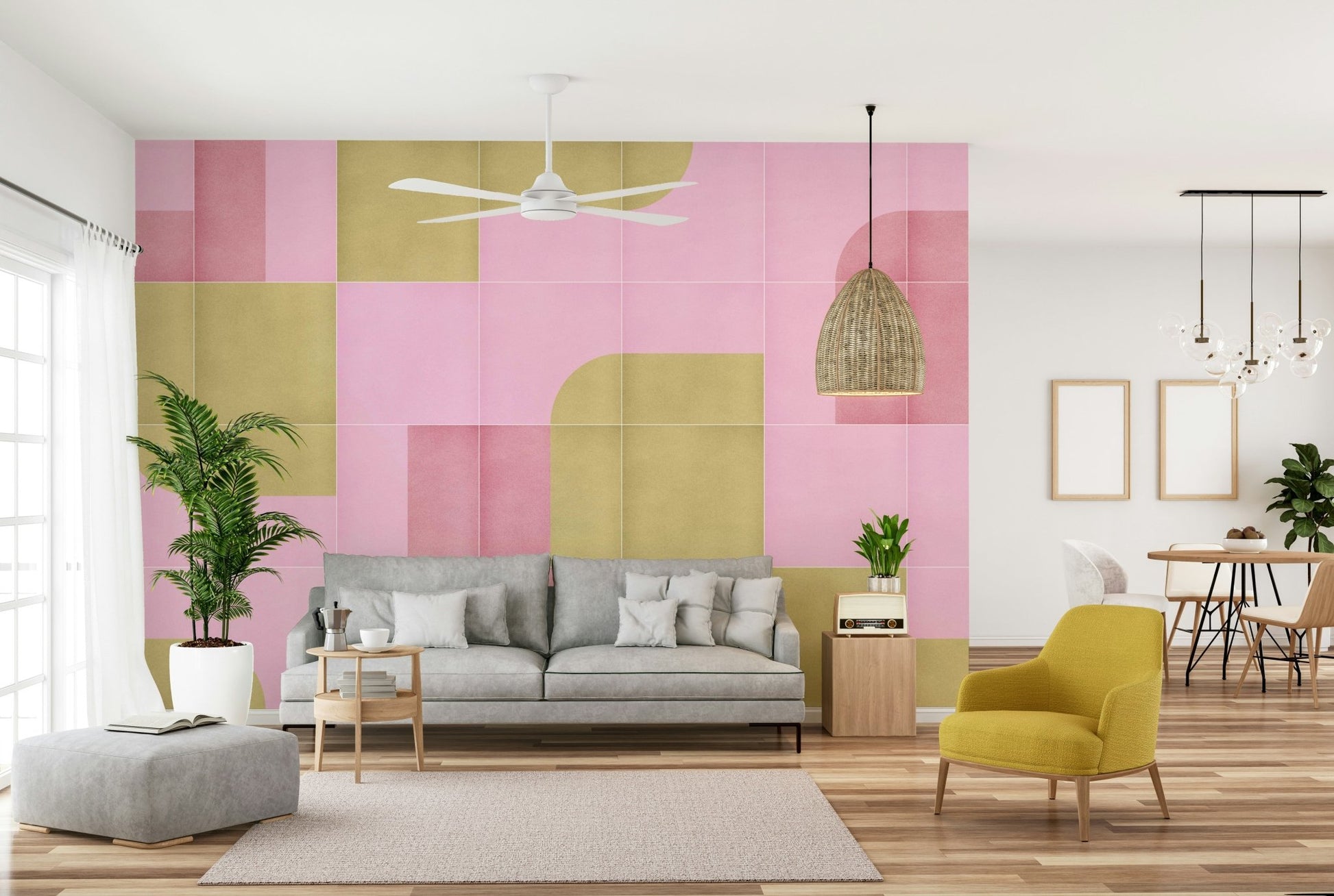 Timeless square pattern wallpaper mural


