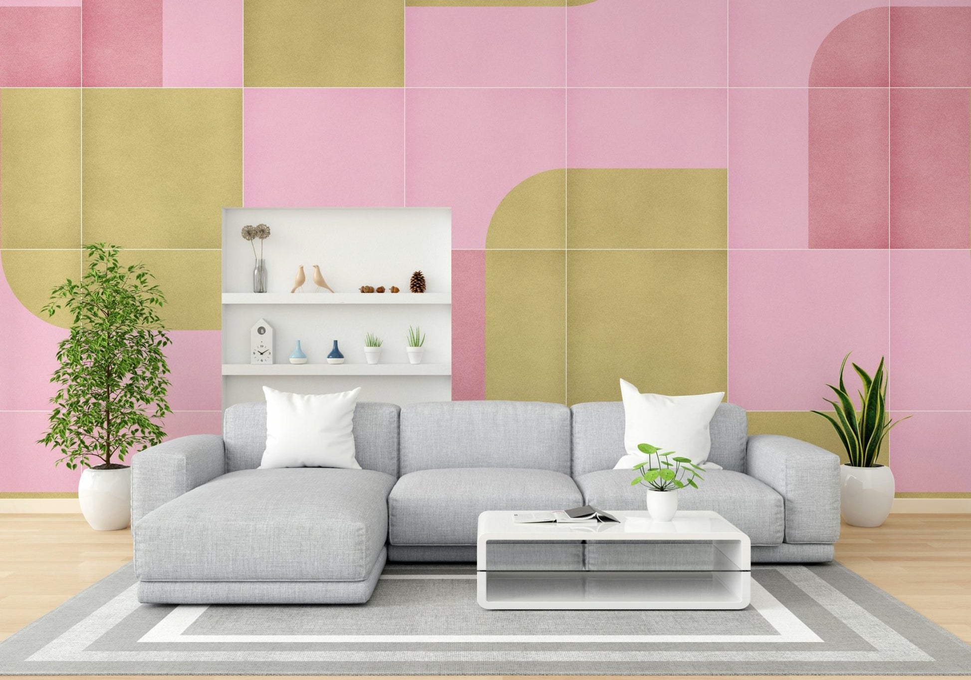 Floral and geometric tile mix design

