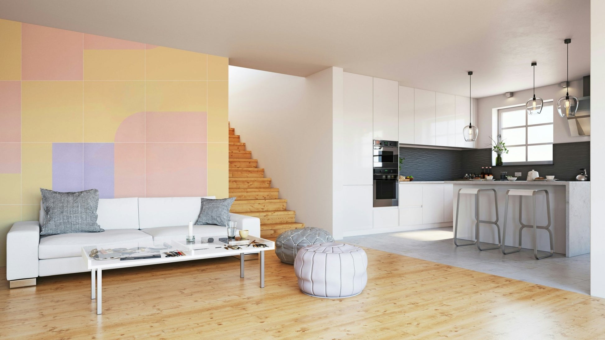 Geometric tile design in muted tones

