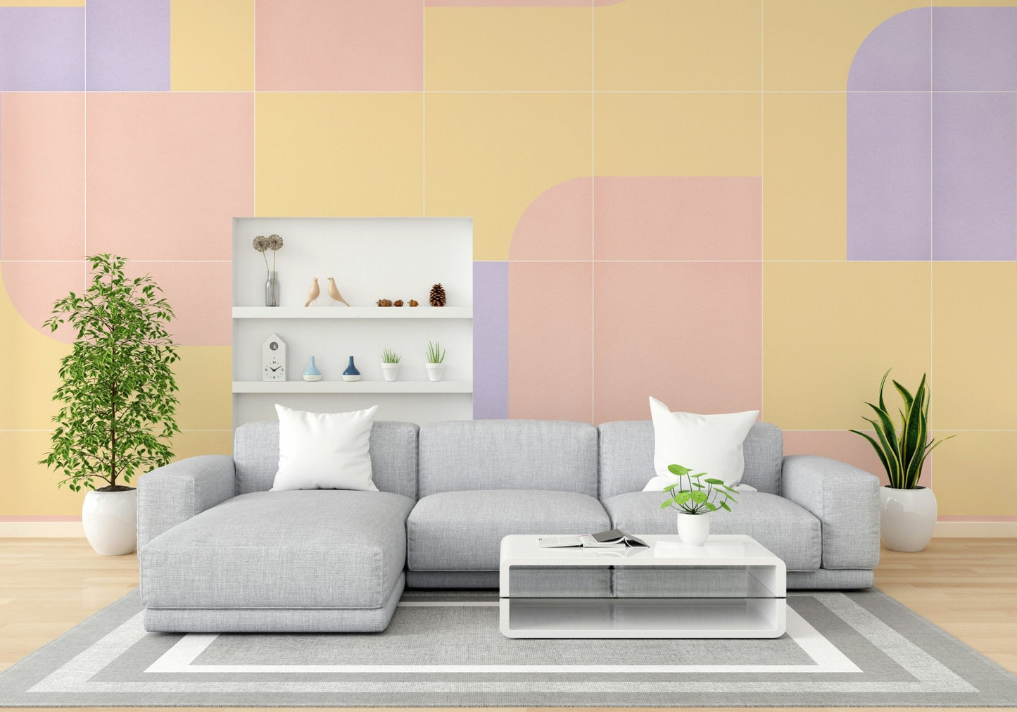 Classic tile-style mural wallpaper


