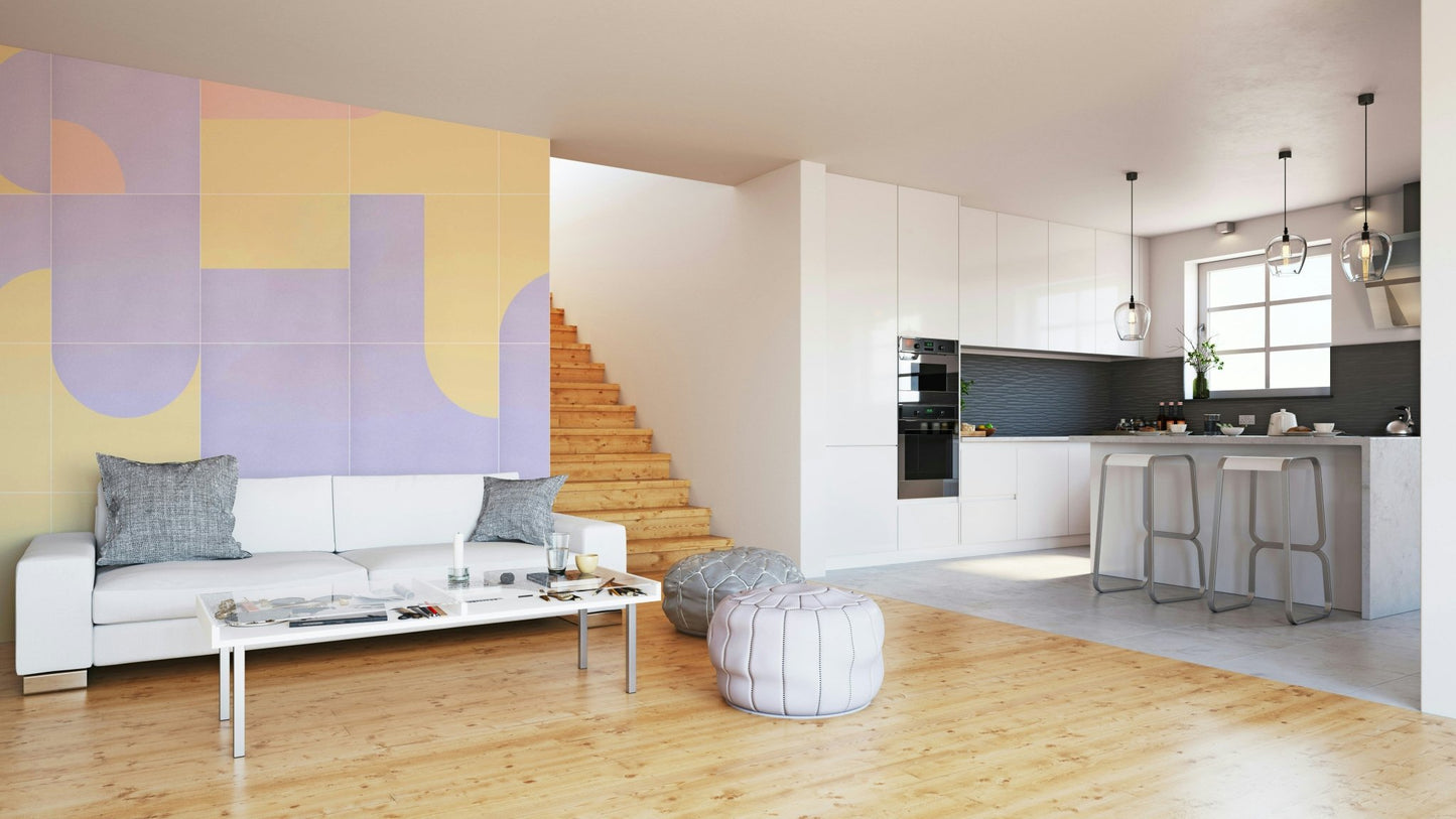 Beige and orange tile print wallpaper

