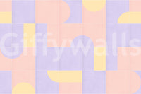 Mural wallpaper with vintage block prints

