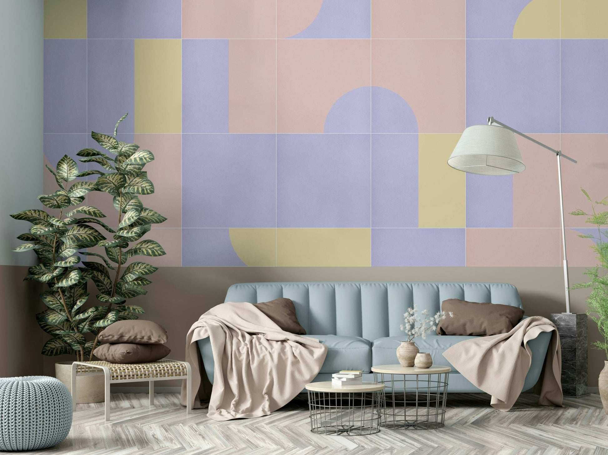 Decorative vintage tile wall mural

