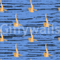 Patterned water rhythms wallpaper combining blue textured waves with soft golden accents.