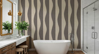 Fluid vertical stripe design, gorgeous wallpaper, taupe and beige colors.