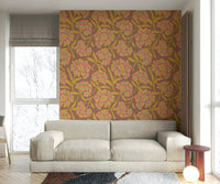 Living room retro floral wallpaper

