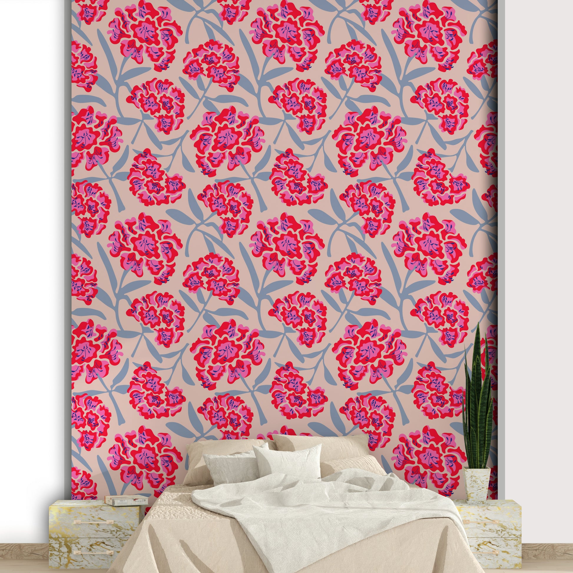 Durable retro flower wallpaper

