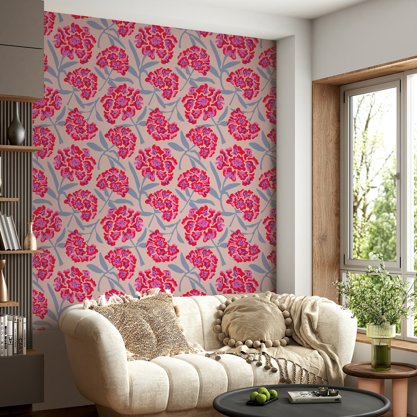 Fuchsia pink floral wallpaper

