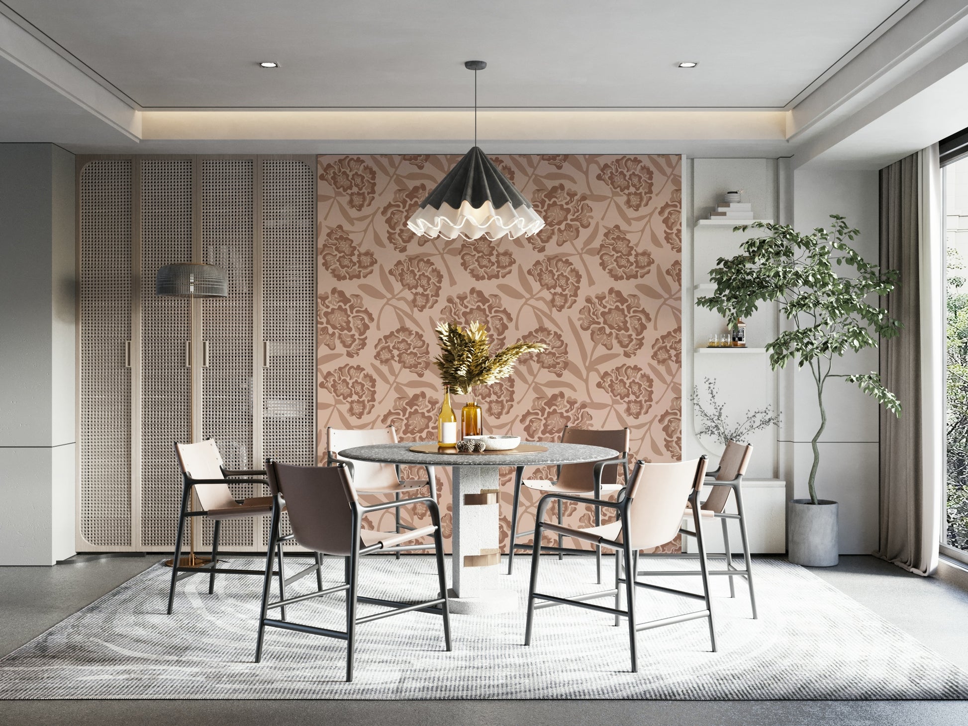 Rhododendrons retro floral wallpaper


