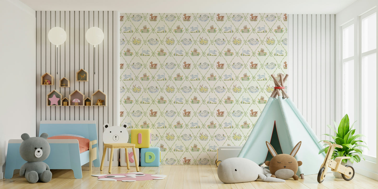 Animal Paradise wallpaper with cute creatures by Ribbon & Bow

