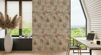 Pastel Ribbon Rose Serenade Chinoiserie feminine bedroom backdrop.