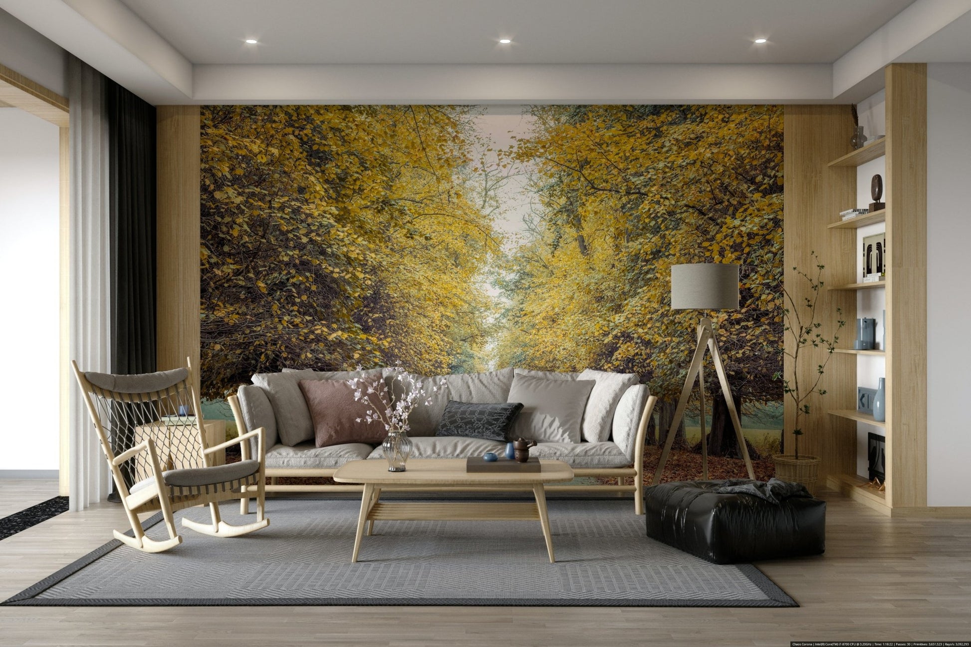 Captures the essence of a beautiful drive through an autumn forest.
