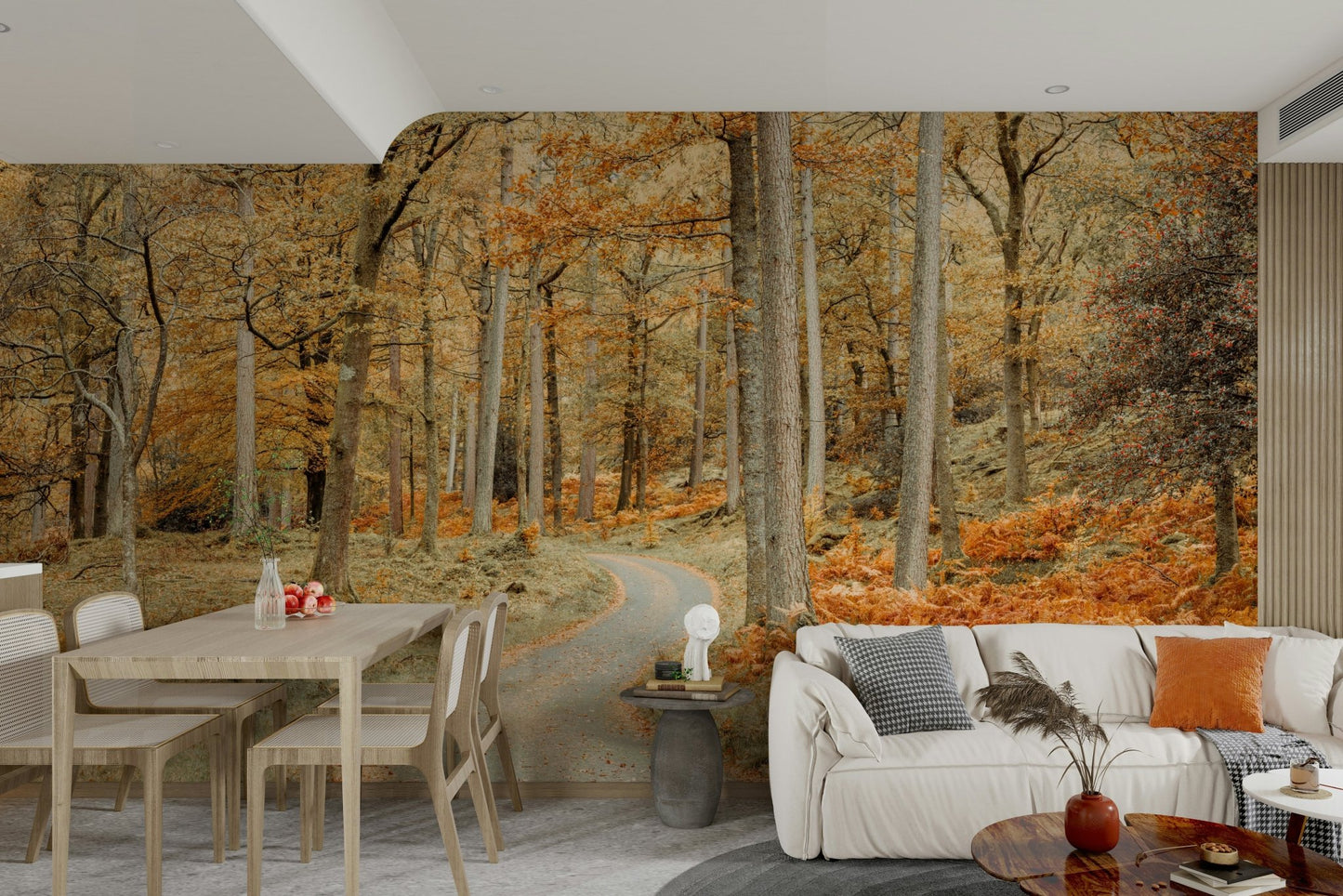 Natural forest landscape mural for cozy spaces

