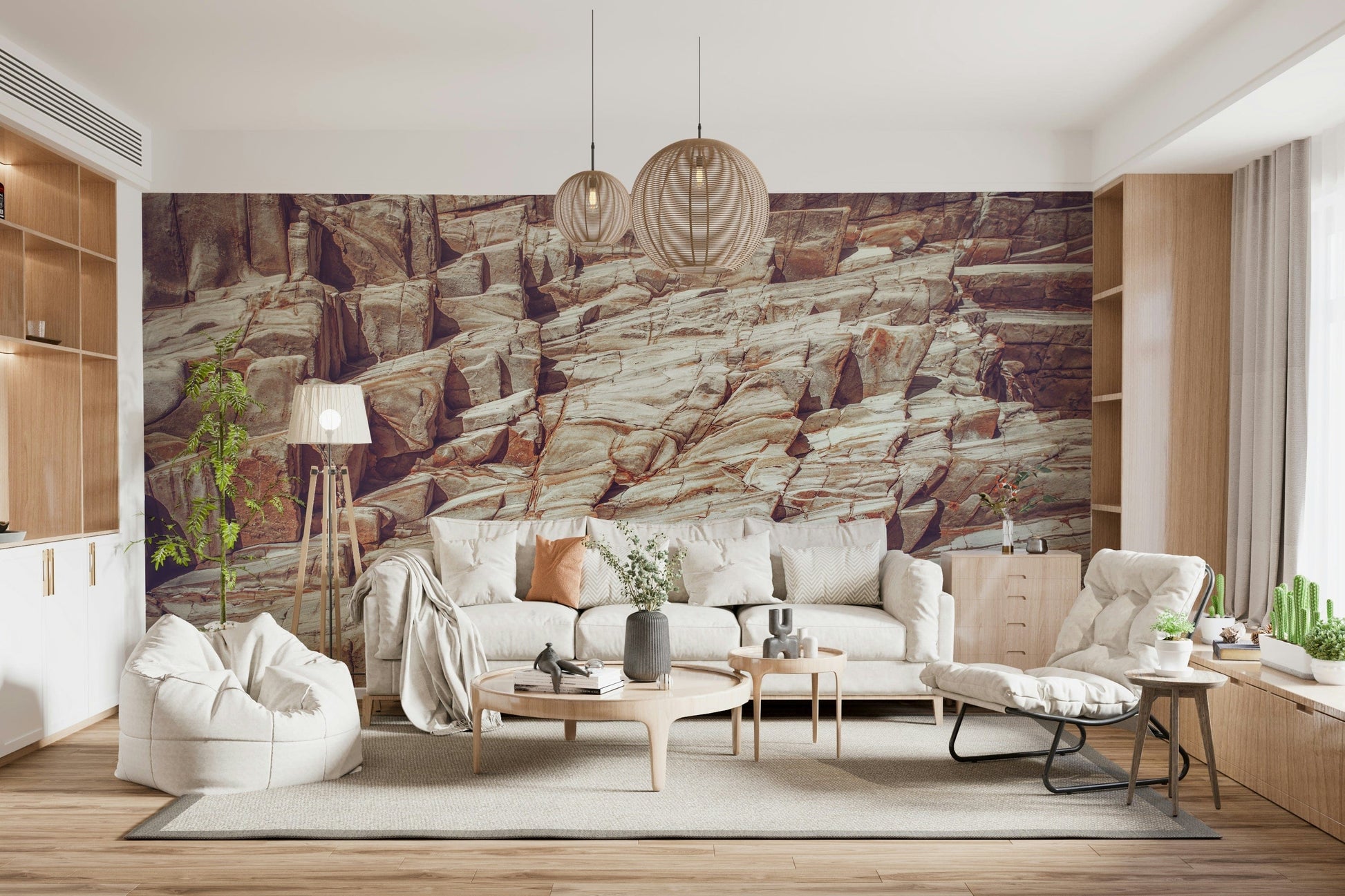 Contemporary mural highlighting natural rock formations