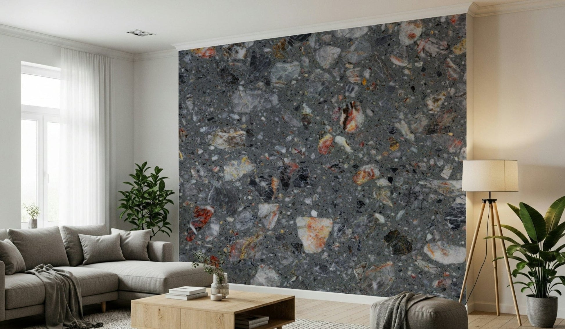Industrial Natural Tile Look mural authentic concrete effect.