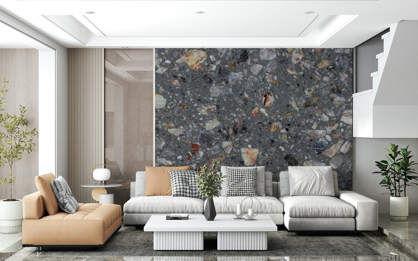 Distressed Natural Tile Look mural versatile surface pattern.