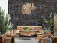 Textured wall mural inspired by rocky cliffs and natural stone surfaces for industrial-style spaces.