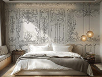 Rococo ornate wall panel design wallpaper for luxury decor
