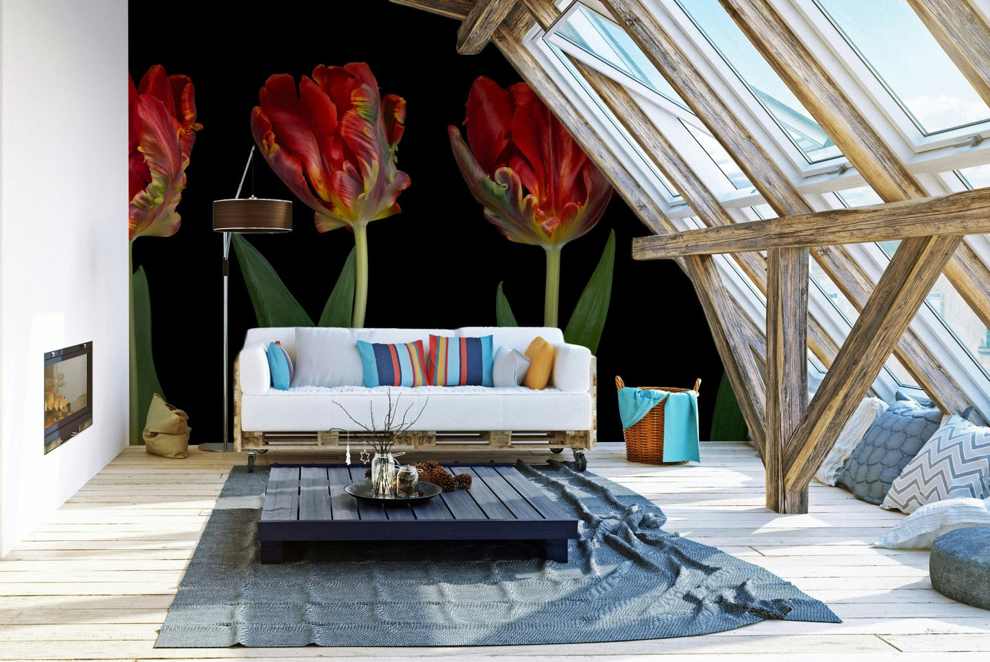 The tulips are the central focus of the image.

