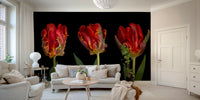 The mural gives a feeling of classic floral art.

