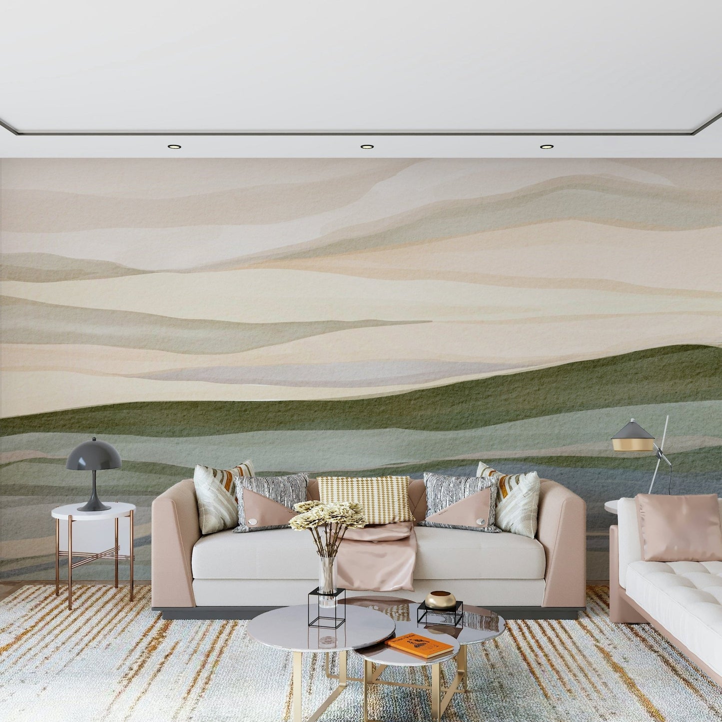 Scenic Rolling Horizon art showing gentle watercolor hills in pastel shades.