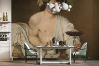 Roman God of Wine mural depicting Bacchus in Baroque elegance.
