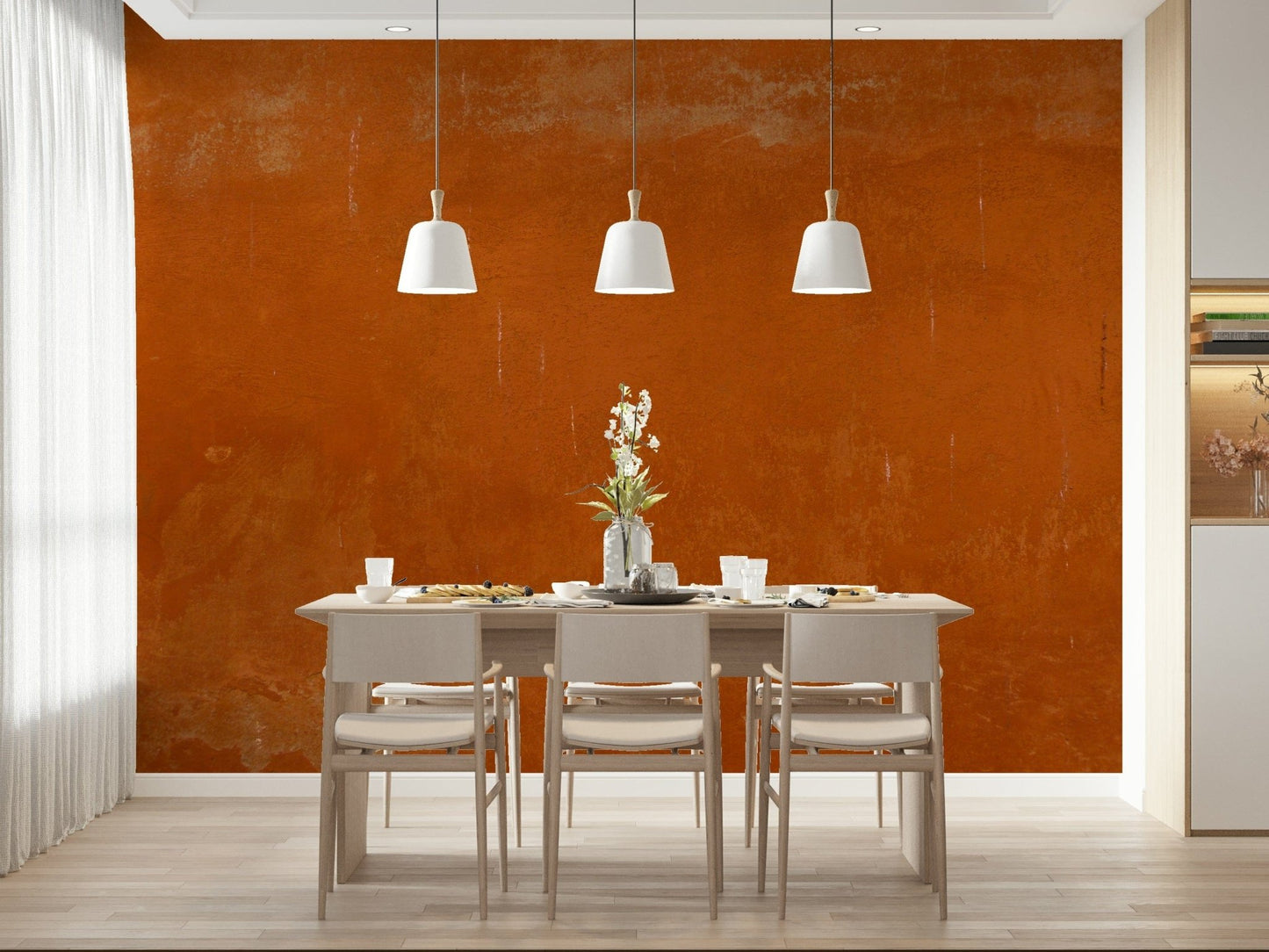 Roman Sall wall mural with layered terracotta wall texture