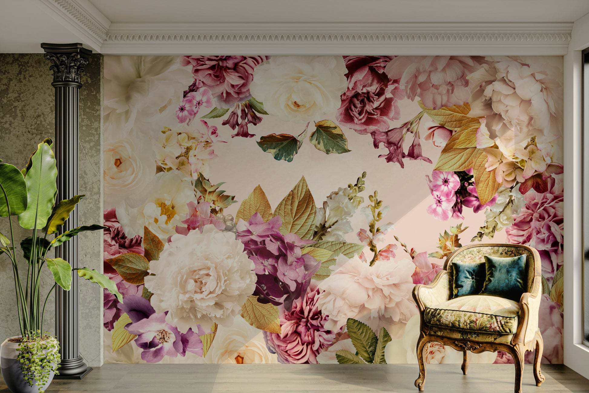 Sophisticated flower wallpaper for interiors

