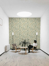 Soft green peonies wallpaper for bedrooms

