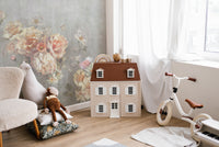 "Romantic Rose Garden Mural with Subtle Textures"